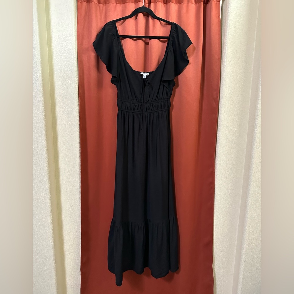 Nine West Black Flutter Sleeve Maxi Dress Women’s M